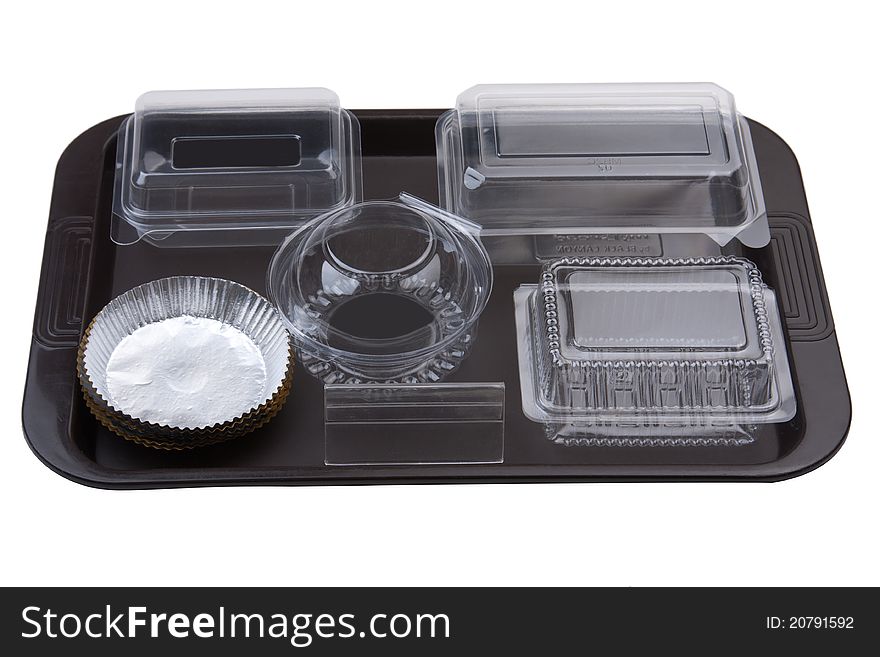 Clean and clear empty plastic boxes or packaging for storage bread bun cookie or snack. Clean and clear empty plastic boxes or packaging for storage bread bun cookie or snack