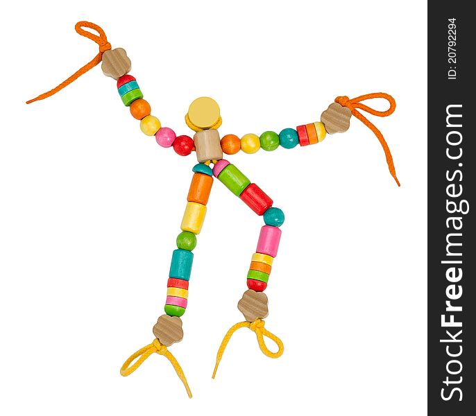 Beautiful colorful wooden puppet made of variety of wooden beads in different type and colors. Beautiful colorful wooden puppet made of variety of wooden beads in different type and colors