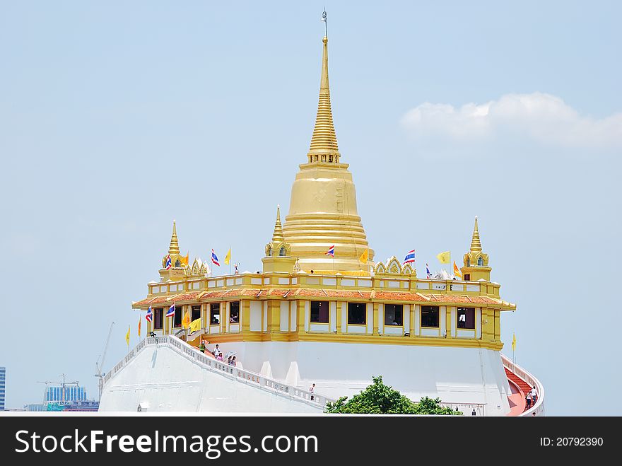 The gold pagoda at temple in thailand