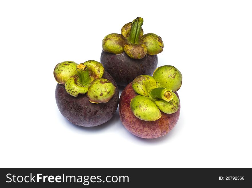 Mango-steen tropical fruit on white background