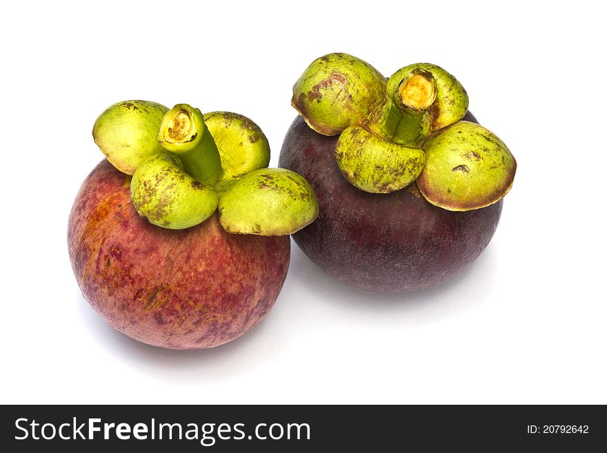 Mango-steen tropical fruit on white background