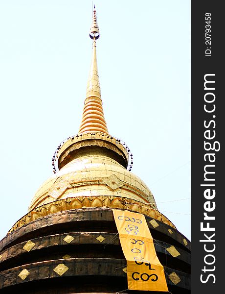 Golden Pagoda in a temple thailand