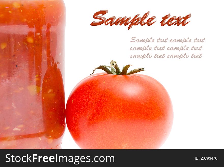 Ketchup, tomato sauce on white with sample text
