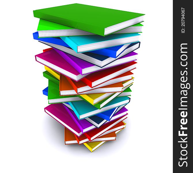 A stack of colorful books. 3d rendering