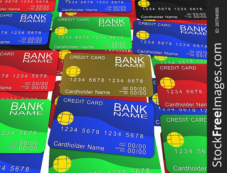 A Layer Of Colored Credit Cards