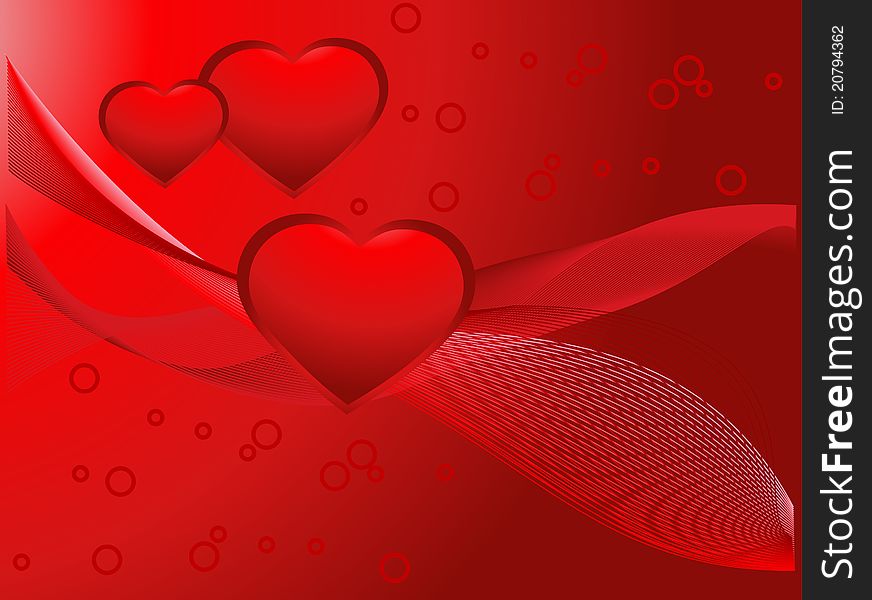 Valentine hearts on red background. Valentine hearts on red background