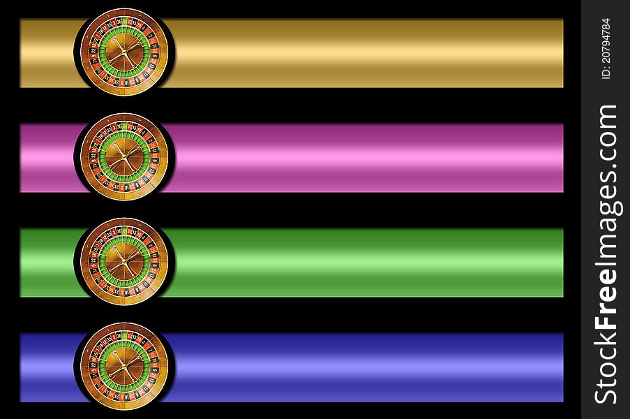 Set of four banners of casino roulette . black background for easy cutting. measures are proportional to the standard. Set of four banners of casino roulette . black background for easy cutting. measures are proportional to the standard