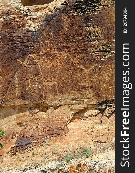 Original Petroglyphs In Utah Mountains