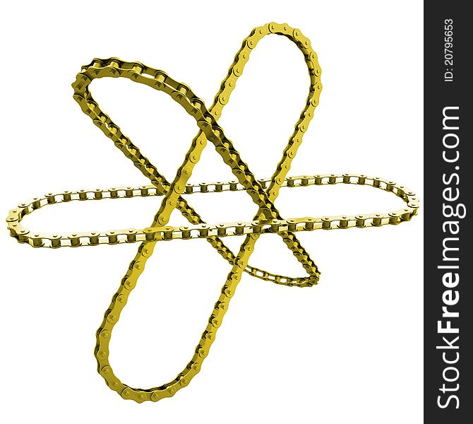 Gold chains like orbits the nucleus - a symbol of science in industry