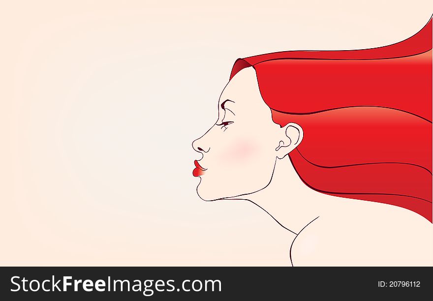 Illutration of beautifull sensual young woman with red hair