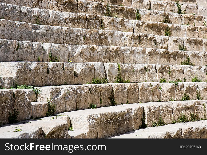 Ruined steps at an amphitheatre in Jordan