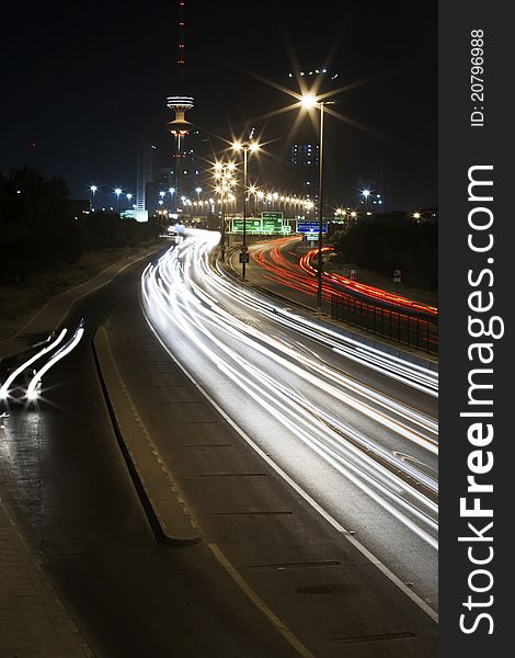 Photo night road of kuwait. Photo night road of kuwait