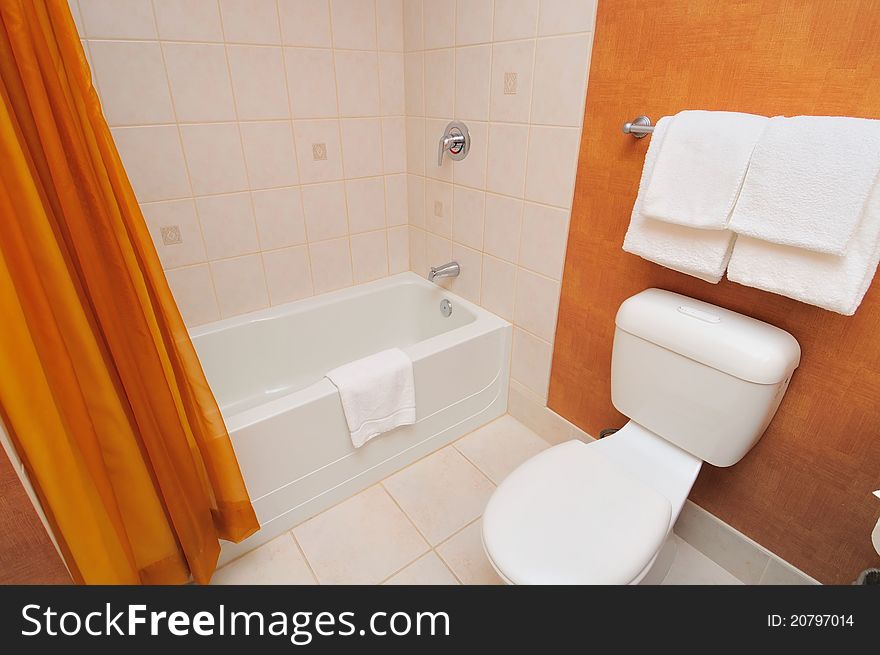 Comfortable and elegant toilet and bathtub area. Comfortable and elegant toilet and bathtub area