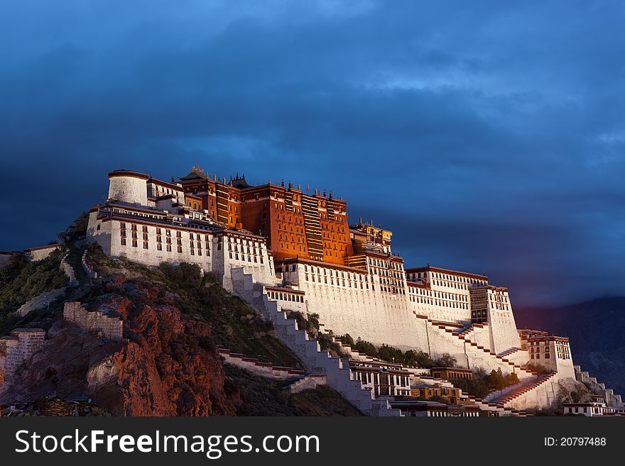 Night scenes of Potala Palace in Lhasa ,Tibet