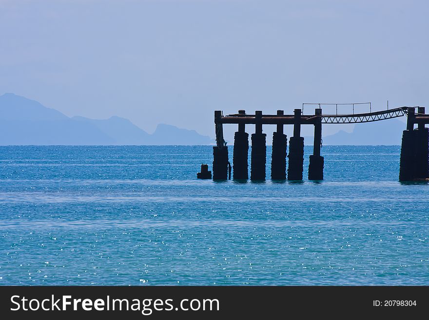 Samui island pier in blue sea an