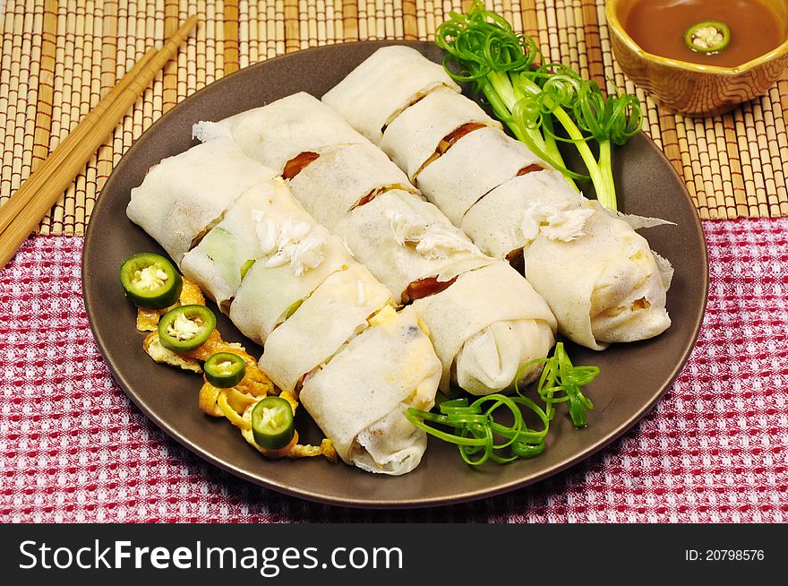 Fresh spring rolls, asian food.