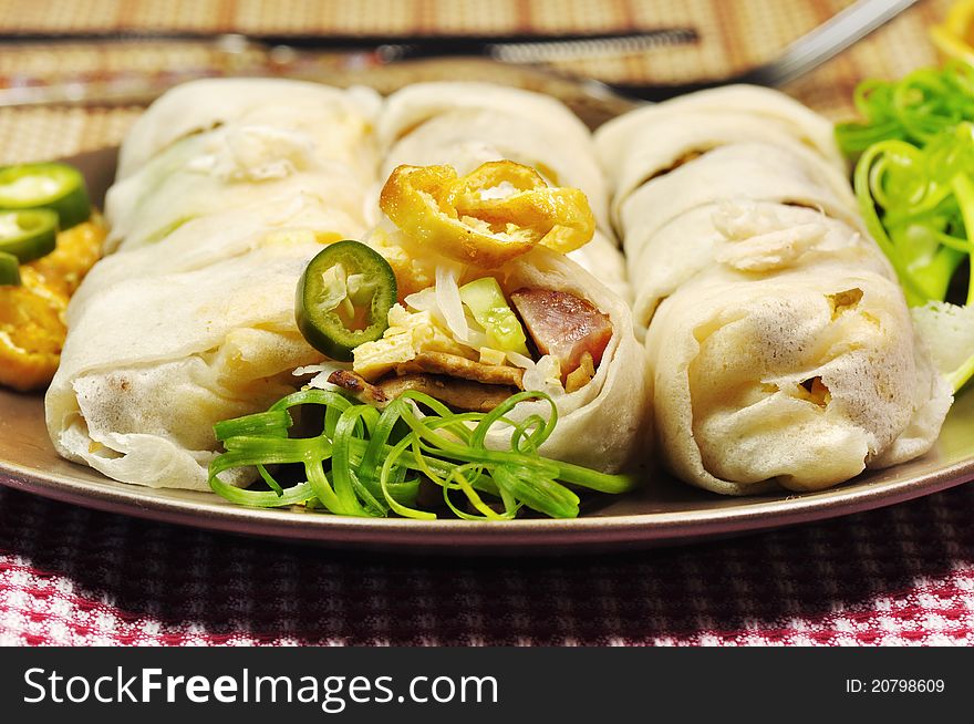 Fresh spring rolls, asian food.