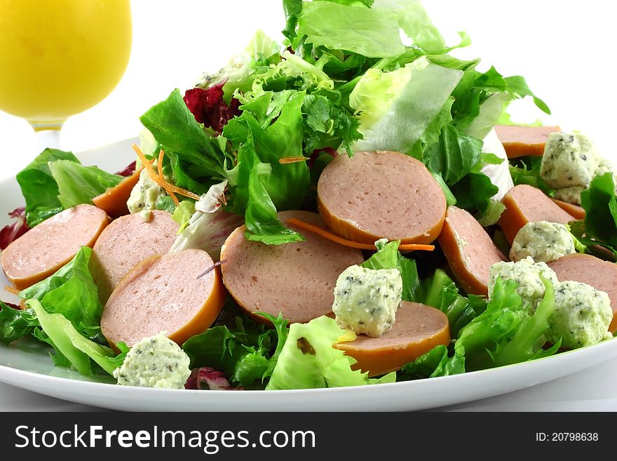 Fresh vegetable Salad healthy food on the white dish with a white background.