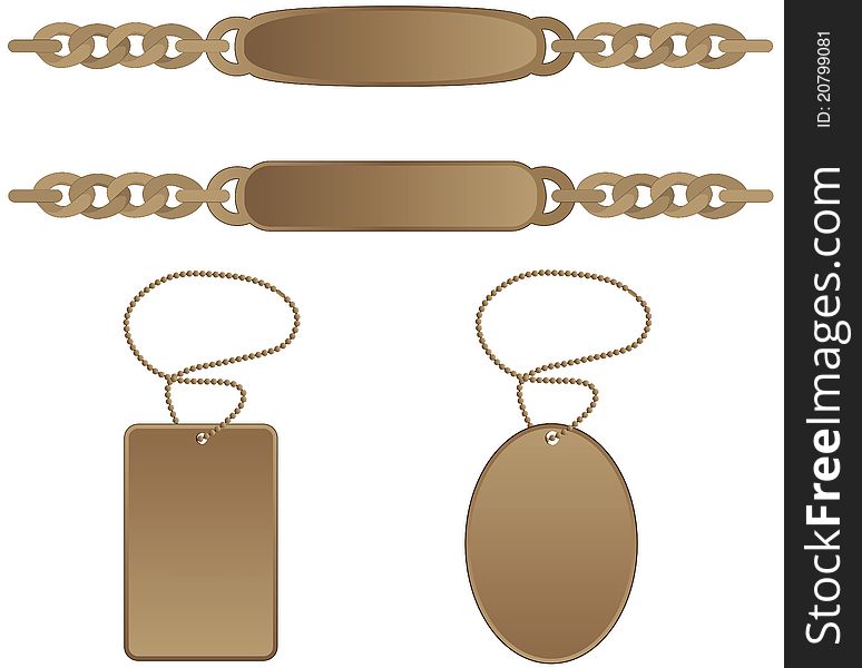 Illustration of identity tags and bracelets. Illustration of identity tags and bracelets