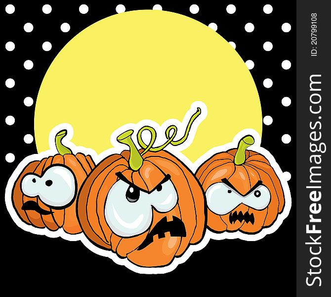 Funny cartoon Halloween pumpkins, vector