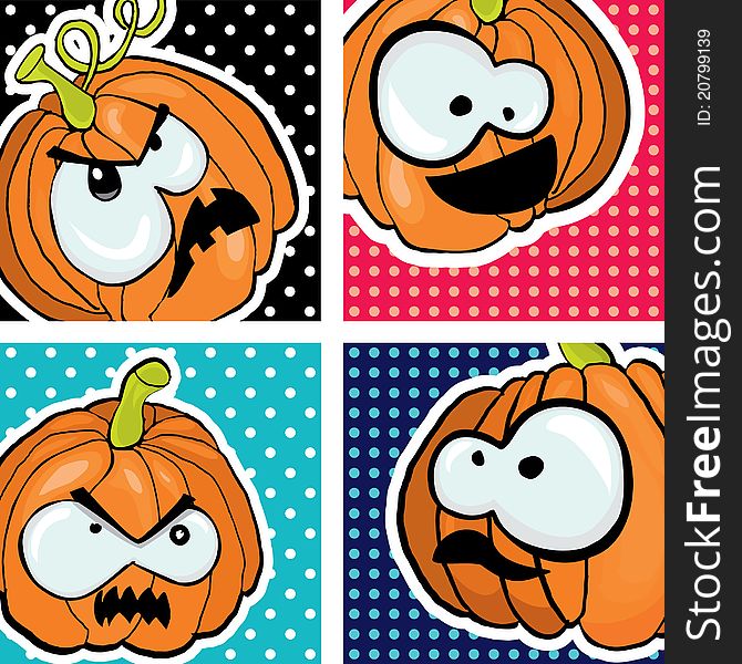 Funny vector Halloween pumpkins background. Funny vector Halloween pumpkins background