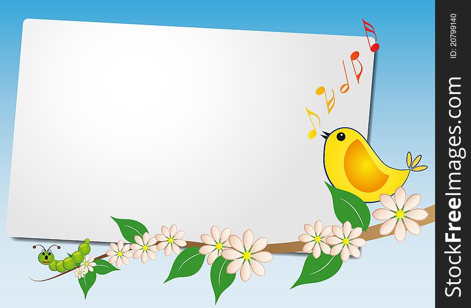 Illustration of sheet with bird song