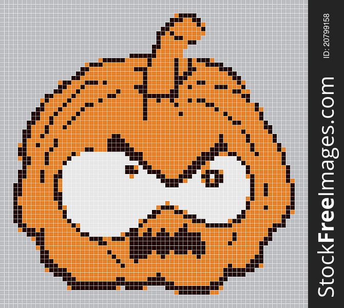 Vector Halloween pumpkin in pixel art style. Vector Halloween pumpkin in pixel art style