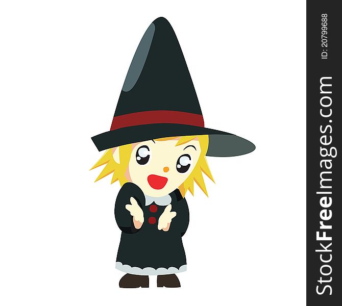 Illustration of halloween witch kid