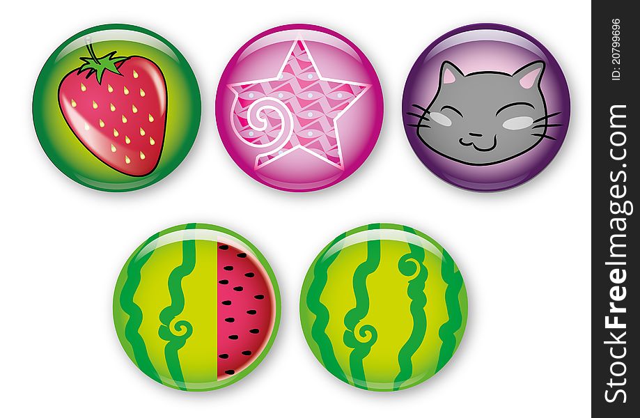 Five badges for young girls. Five badges for young girls