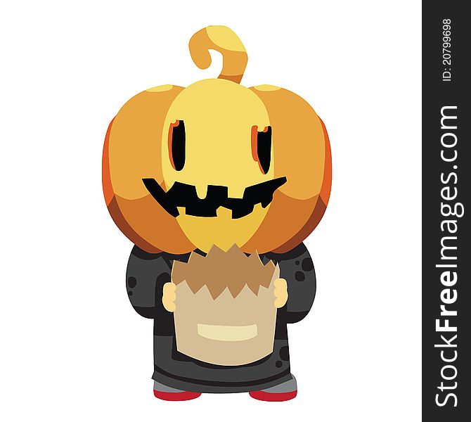 Illustration of halloween pumpkin kid