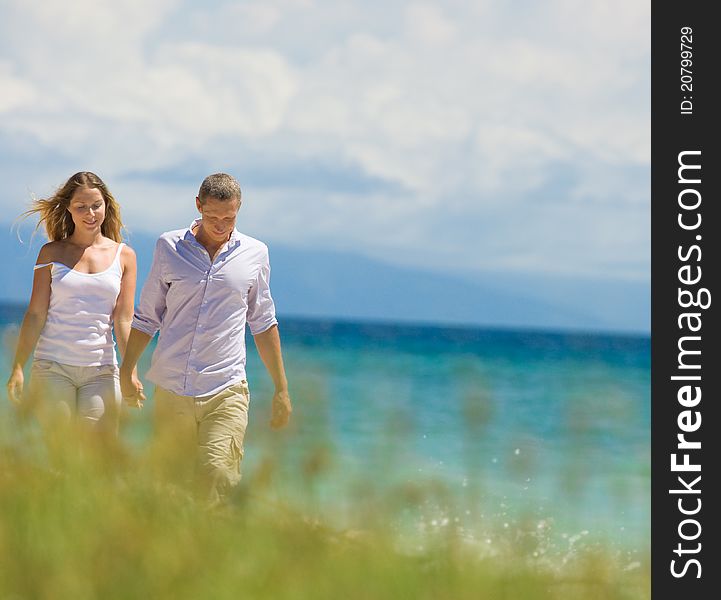 Couple having fun at seaside. Couple having fun at seaside