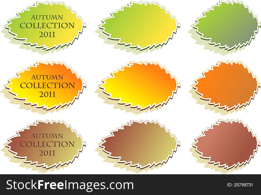 Set of colorful autumn stickers. Vector Illustration. Set of colorful autumn stickers. Vector Illustration.