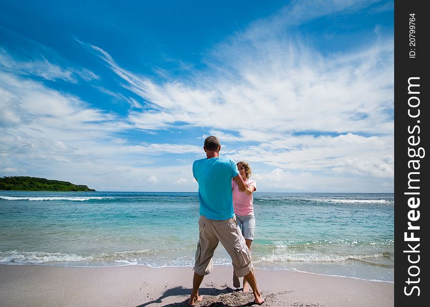 Couple having fun at seaside. Couple having fun at seaside