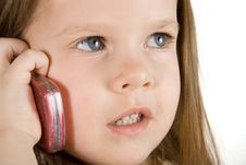 Little Girl Talking At Phone Royalty Free Stock Photo Little Girl Talking At Phone Royalty Free Stock Photo