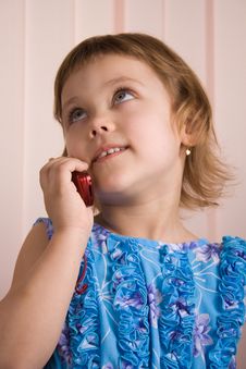 Little Girl Talking At Phone Royalty Free Stock Images Little Girl Talking At Phone Royalty Free Stock Images