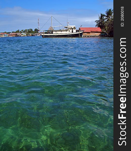 Colonial house on water at bocas del toro, panama