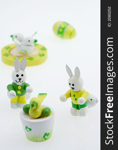 Easter decorations on white background. Easter decorations on white background.