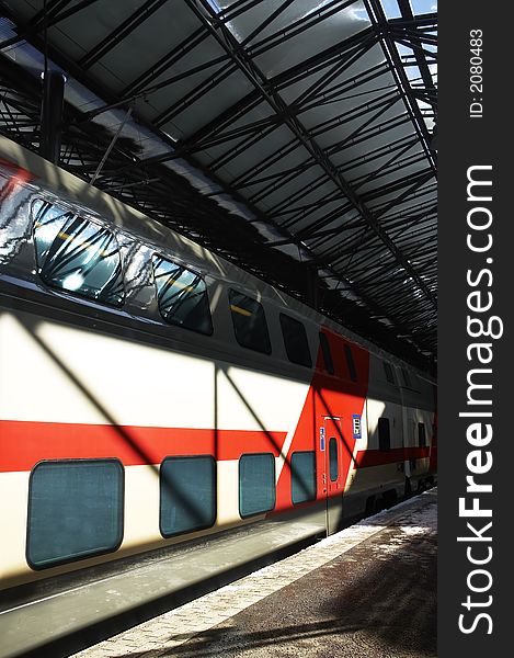 Intercity train parked in helsinki railway station. Intercity train parked in helsinki railway station