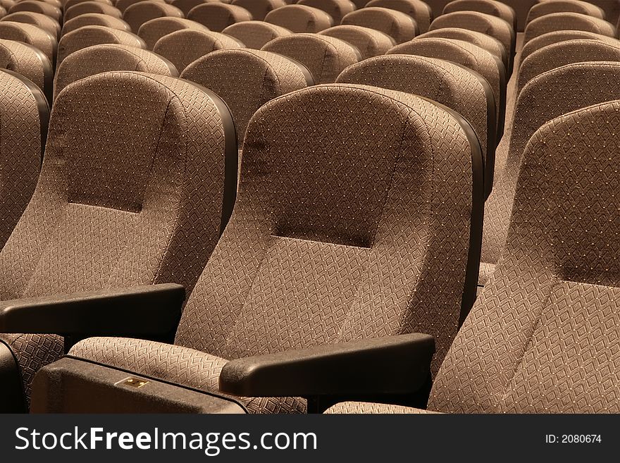 Close-up image of seating in large auditorium. Close-up image of seating in large auditorium