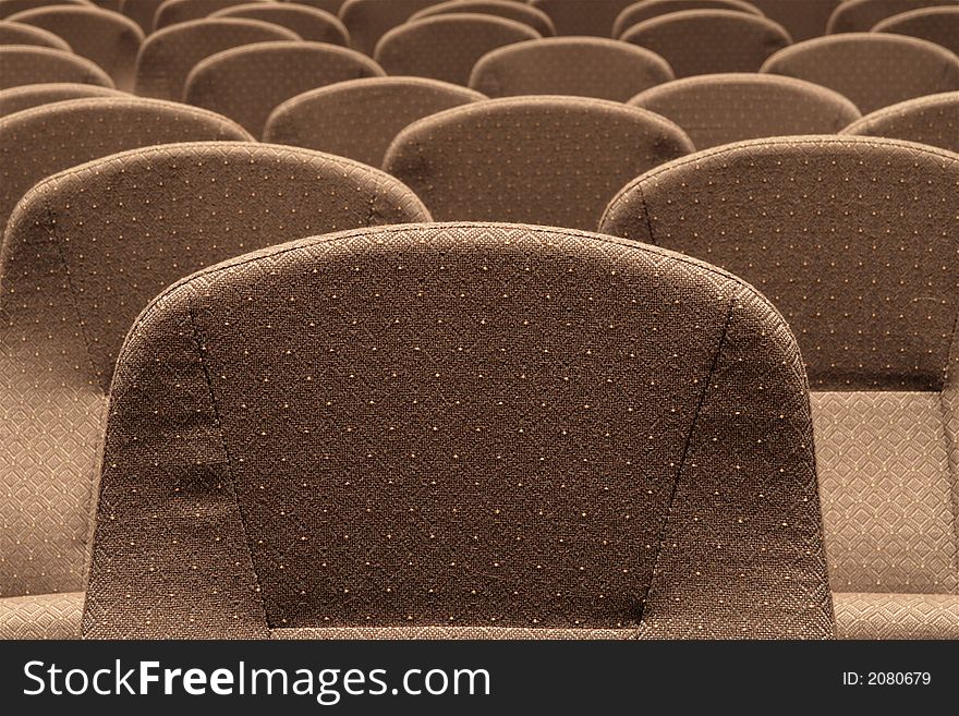 Close-up image of seating in large auditorium. Close-up image of seating in large auditorium