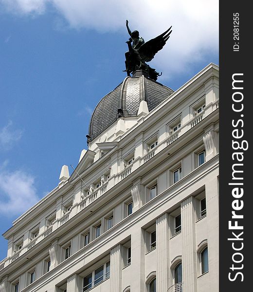 Decorative architecture of white building in Madrid. Decorative architecture of white building in Madrid