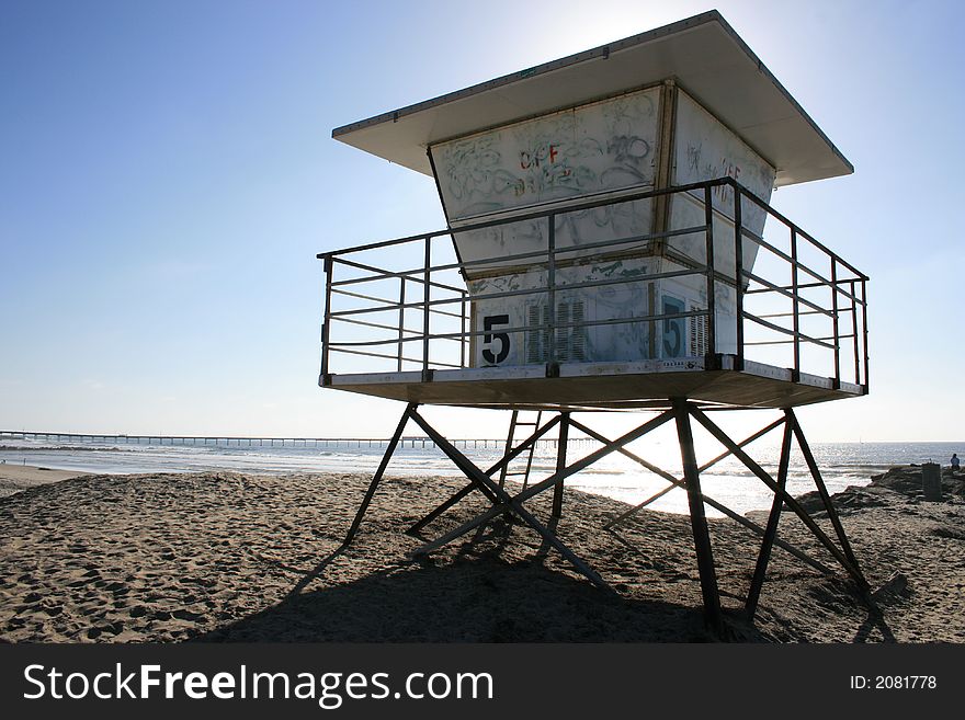 Lifeguard station on Ocean Beach, San Diego.