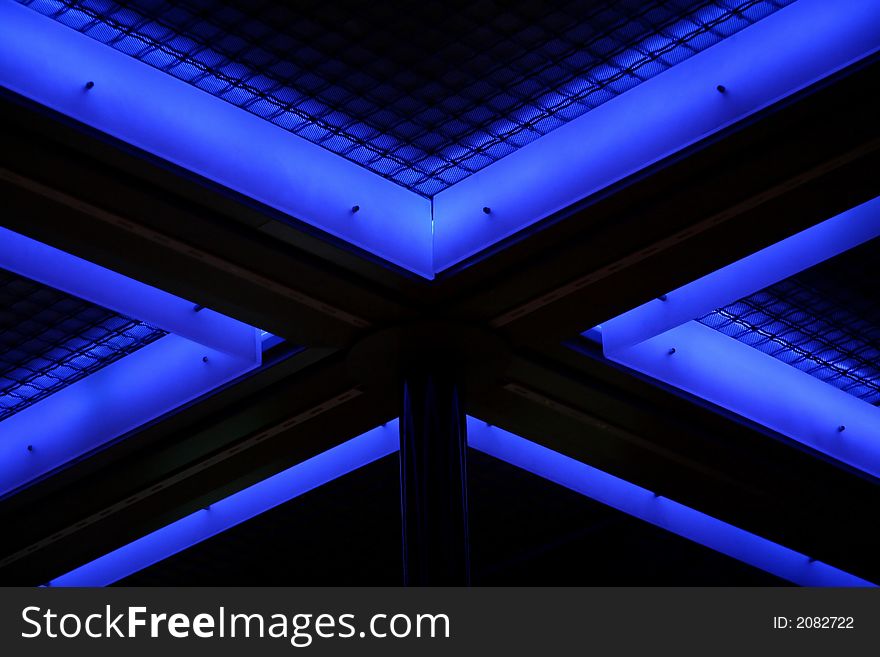 Modern blue neon ceiling light. Modern blue neon ceiling light