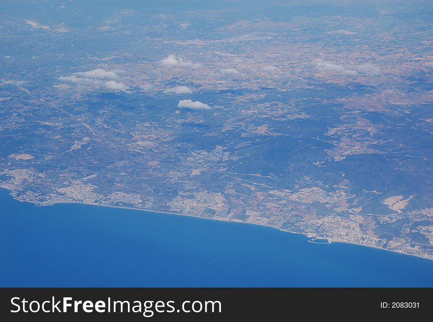 Aerial view of the Spanish coast.
