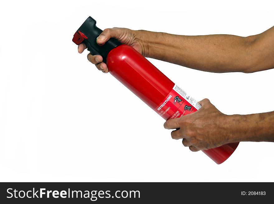 A Red fire extinguisher isolated on white