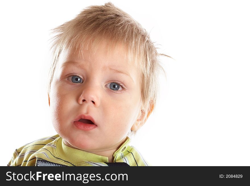 Lovely Baby Boy with beautiful blue eyes shot in studio