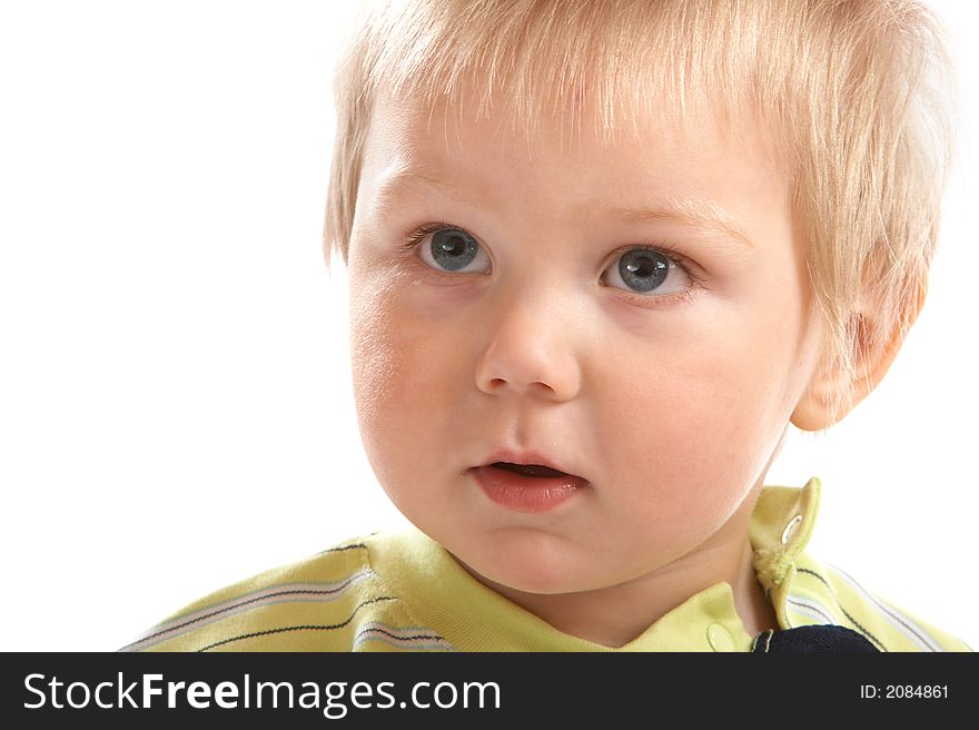 Lovely Baby Boy with beautiful blue eyes shot in studio