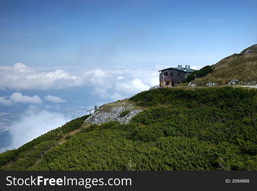 Living above clouds - view from Untersberg mount near Salzburg, Austria