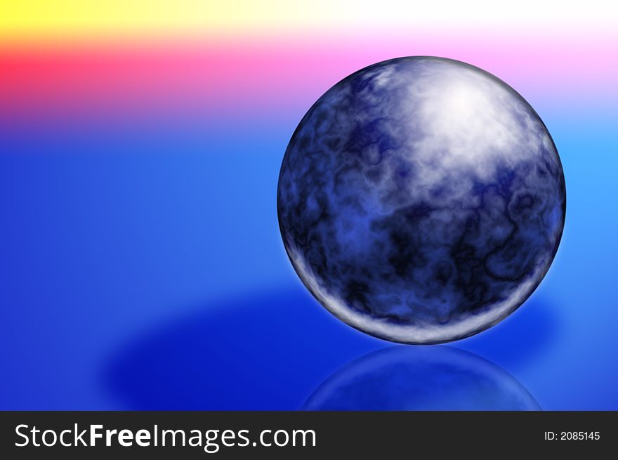 Magic sphere on a glass surface