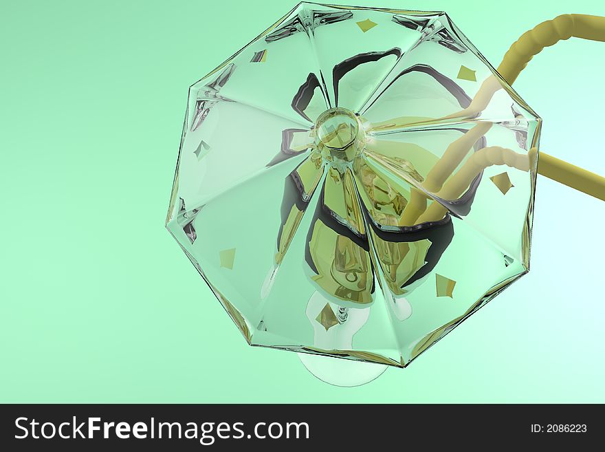 Umbrella of a cocktail on green